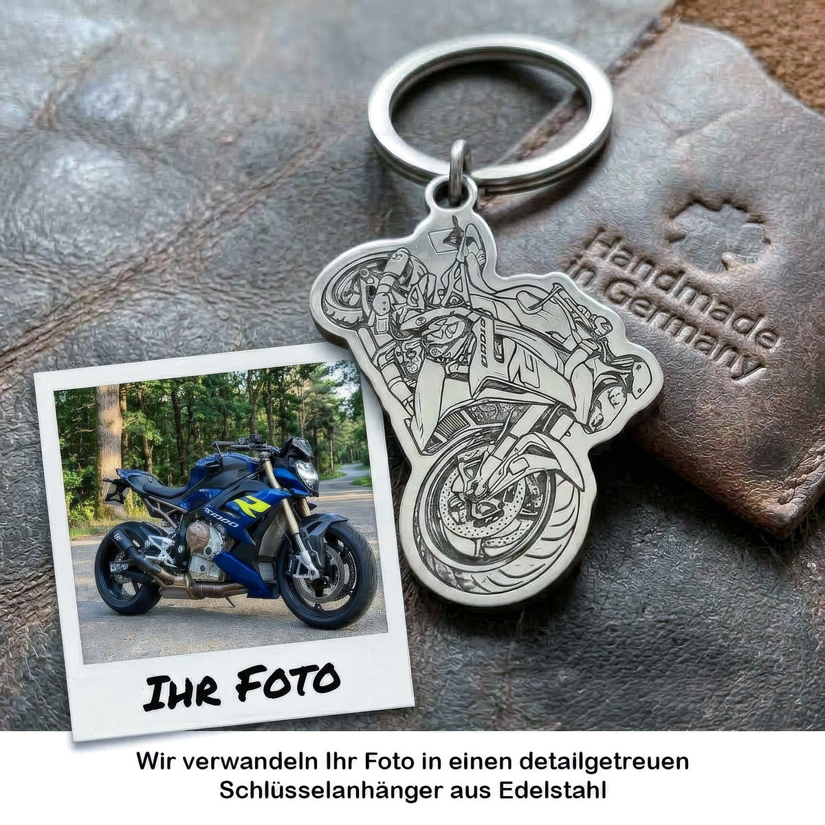 Personalisierter Anhänger in Edelstahl | Dein eigenes  Bike als Schlüsselanhänger | handgefertigt | individuelles Geschenk für Motorrad Fans