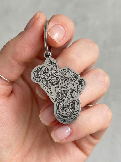 Personalisierter Anhänger in Edelstahl | Dein eigenes  Bike als Schlüsselanhänger | handgefertigt | individuelles Geschenk für Motorrad Fans