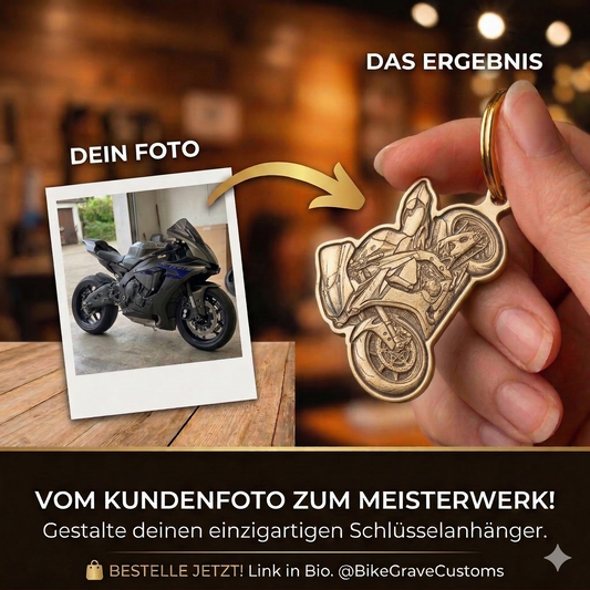 Personalisierter Anhänger in Messing| Dein eigenes  Bike als Schlüsselanhänger | handgefertigt | individuelles Geschenk für Motorrad Fans (Kopie)