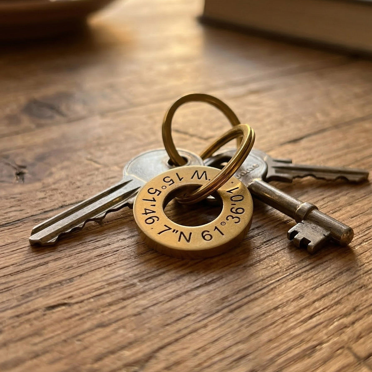 Personalisierter runder Koordinaten Anhänger mit Gravur | Schlüsselanhänger aus Metall | Geschenk mit Name Datum Ort | perfekt für Sie & Ihn