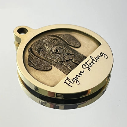 Gedenkmünze | Schlüsselanhänger | Geschenk | eigenes Bild | Hundemarke | personalisiert | Messing | graviert | Haustier | Erinnerung